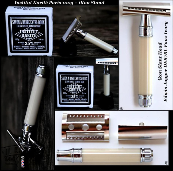 Ikon Slant Edwin Jagger DE87BL Faux Ivory con Stand e IK