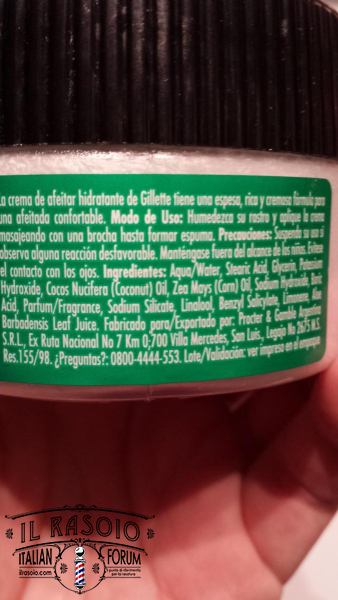 INCI Gillette Aloe Argentina