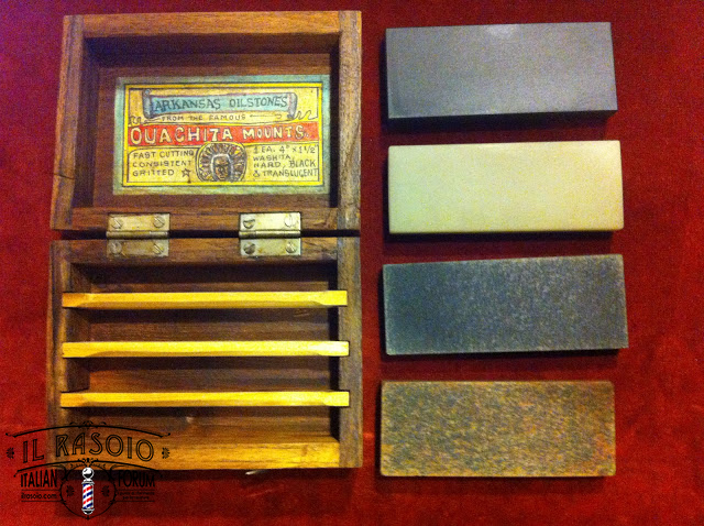 From Top - Black Surgical, Translucent, Hard Arkansas, Soft Arkansas