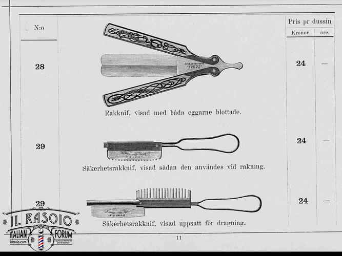 Erik Anton Berg price list from 1896