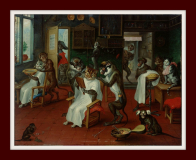 ##Abraham Teniers - Barbershop with monkeys and cats