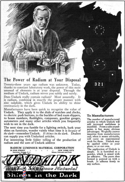 Undark (Radium Girls) advertisement, 1921