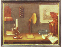 1700 2 Nature morte aux instruments de barbier espagnole XVIII