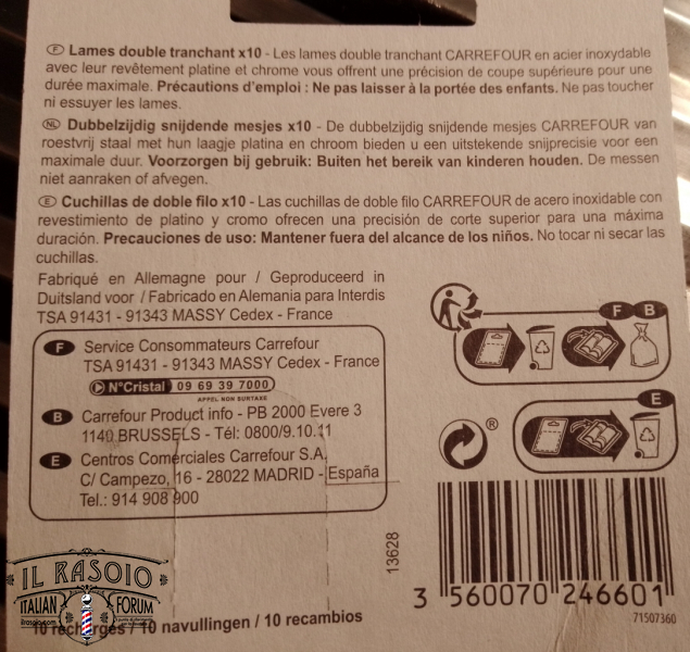 Scatola esterna lamette carrefour